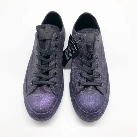 CONVERSE All Star Low Top Purple Glitter Sneakers - Picture 3 of 9
